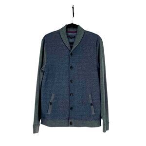 Ted Baker Gray and Blue Shawl Collar Knit Cardigan - Size L - Grandpa - Academia